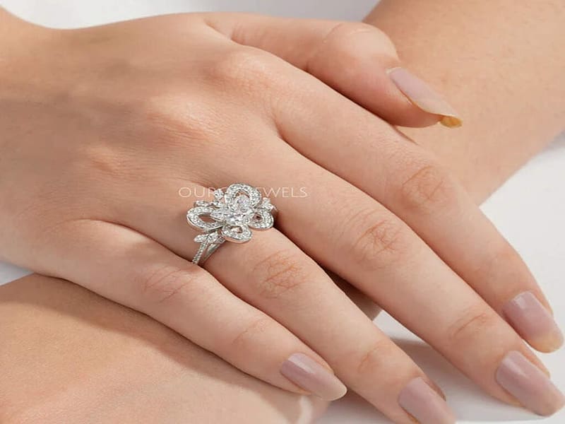 Unique Butterfly Cluster Diamond Engagement Ring, Lab Grown Diamond, Unique Diamond Ring, Lab Diamond Enagement Ring, Butterfly Diamond Ring, HD wallpaper