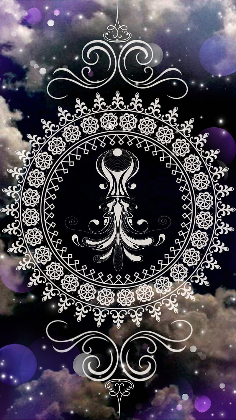 Mandala Aquarius, aquarius, astrology, clouds, mandala, mystical, occult, pitcher, tribal, water, zodiac, HD phone wallpaper