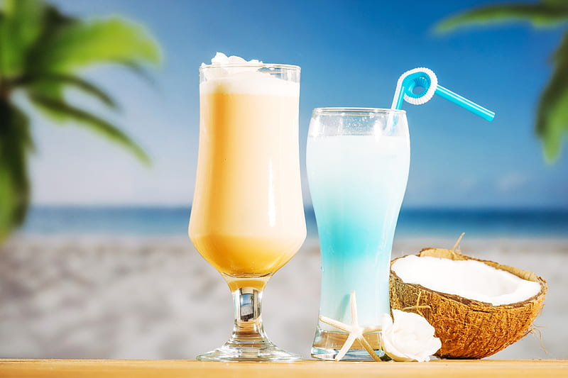 Food, Cocktail, Coconut, Depth Of Field, Drink, Glass, Summer, HD wallpaper