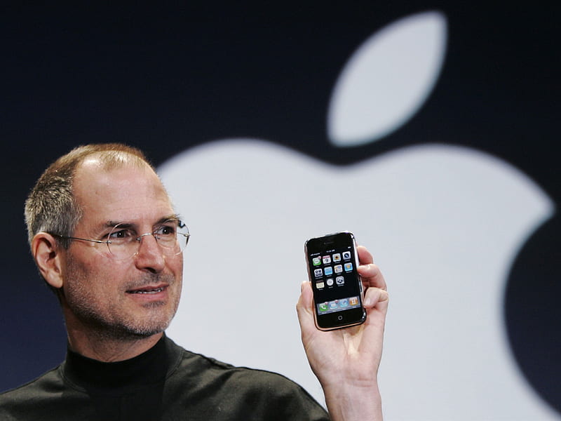Steve Paul Jobs and his Apple iphone, HD wallpaper
