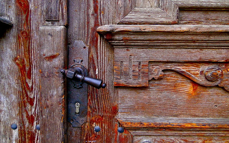 Wooden Door, Wood, Wooden, Doors, Wooden Doors, handle, close-up, handles, Door, HD wallpaper