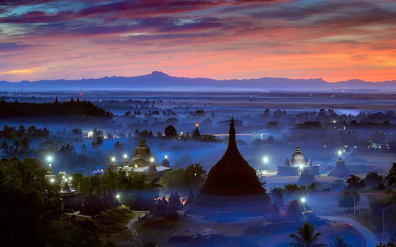 Burma, fog, Myanmar, Asia, HD wallpaper