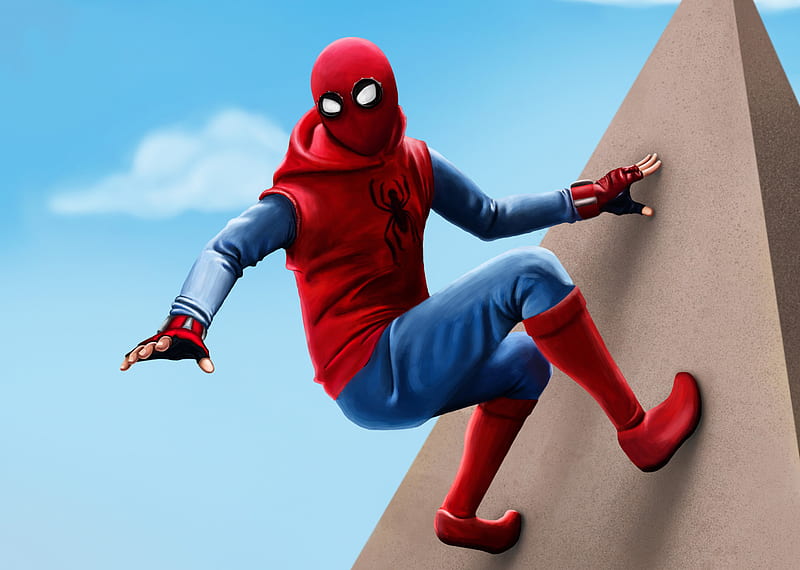 Spiderman Homecoming Suit Homemade Artwork, spiderman-homecoming, spiderman, 2017-movies, movies, artwork, artist, artstation, HD wallpaper