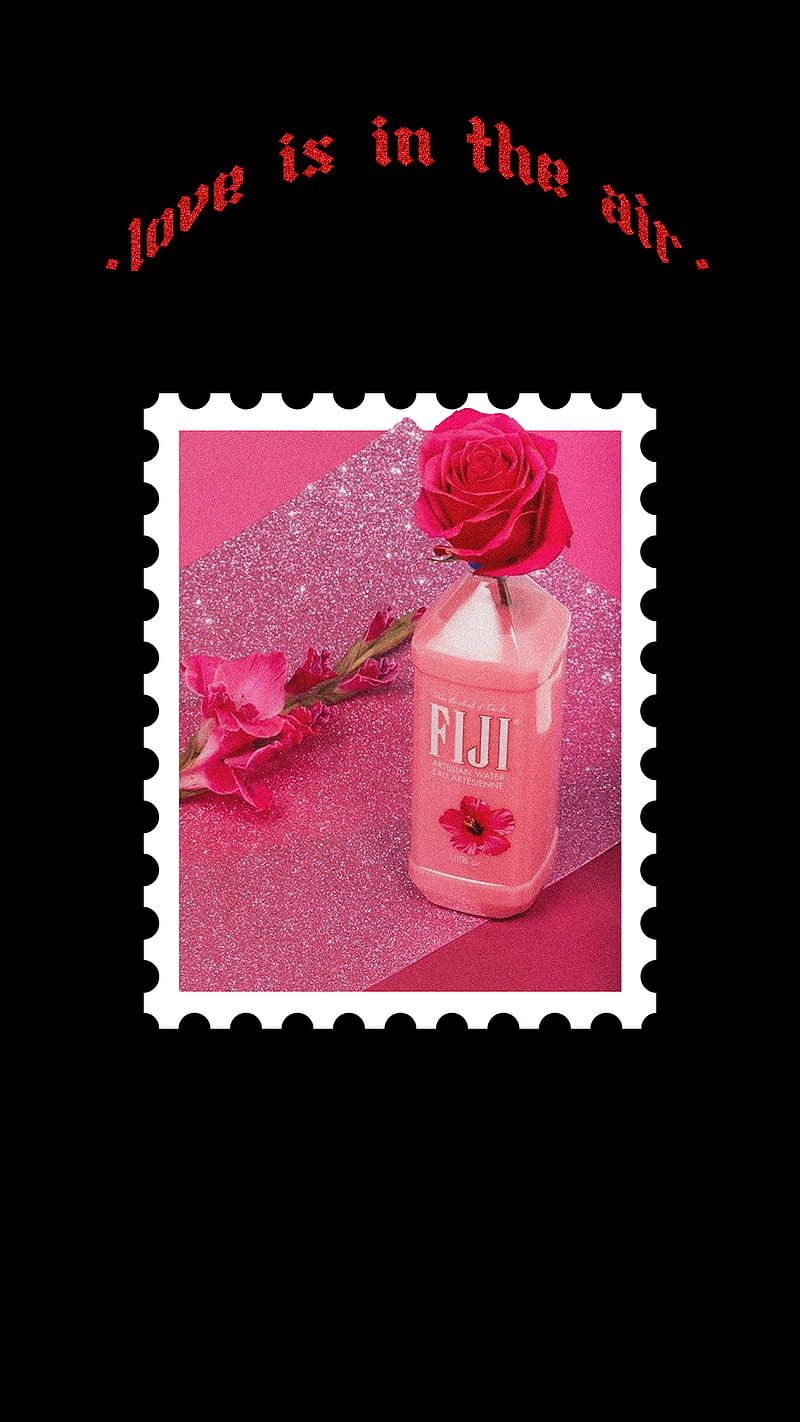 postcard stamp txt 3, aesthetic, fiji, fiji water, love is in the air, postcard stamp, romance, roses, vintage, HD phone wallpaper