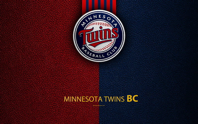 Minnesota Twins American baseball club, leather texture, logo, MLB, Minnesota, USA, Major League Baseball, emblem, HD wallpaper