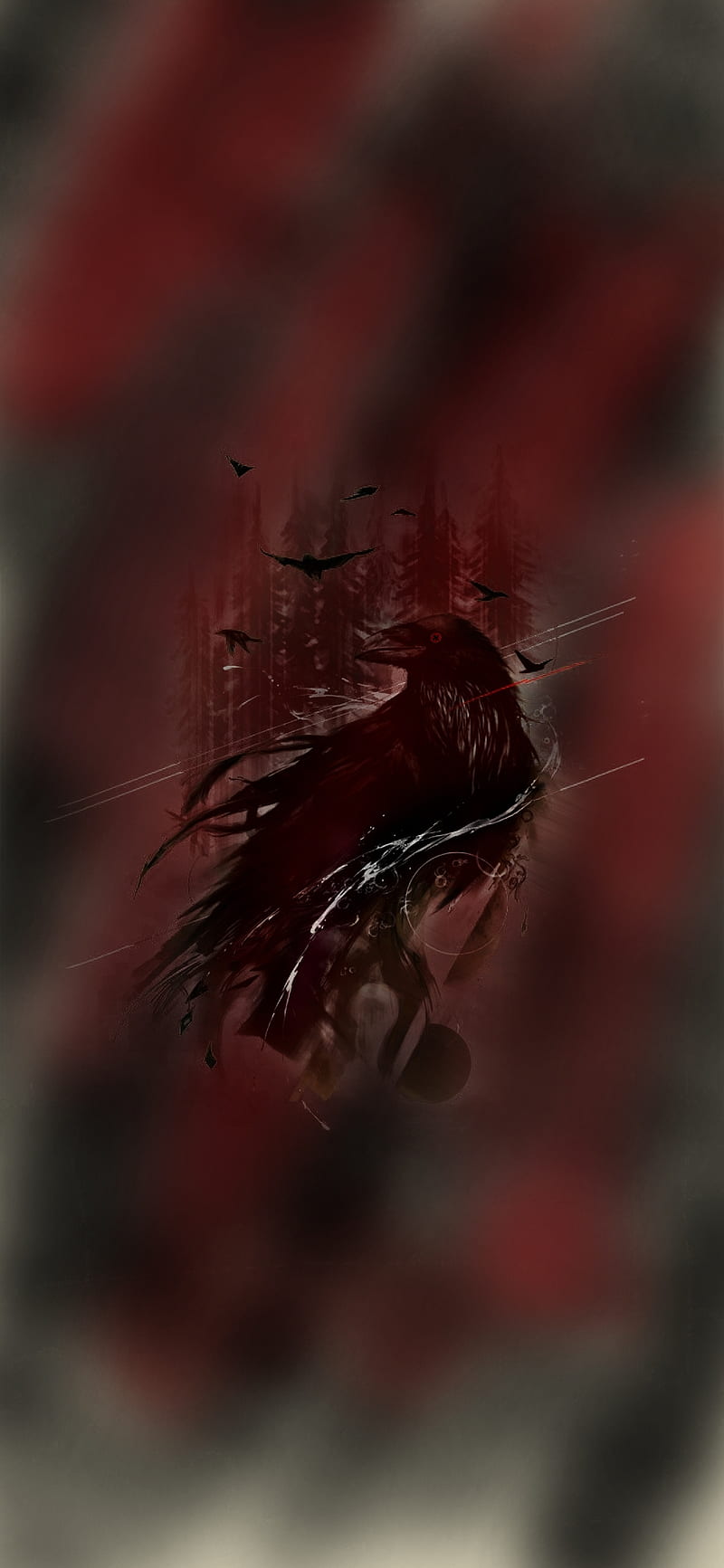 Sharingan crow, bird, black, crows, itachi, raven, red, HD phone wallpaper
