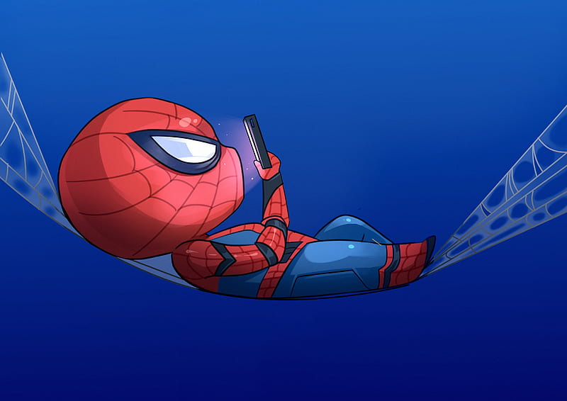 Chibi Spidey, spiderman, superheroes, digital-art, artwork, HD wallpaper