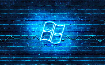 Roblox blue logo blue brickwall, Roblox logo, online games, Roblox neon logo,  HD wallpaper