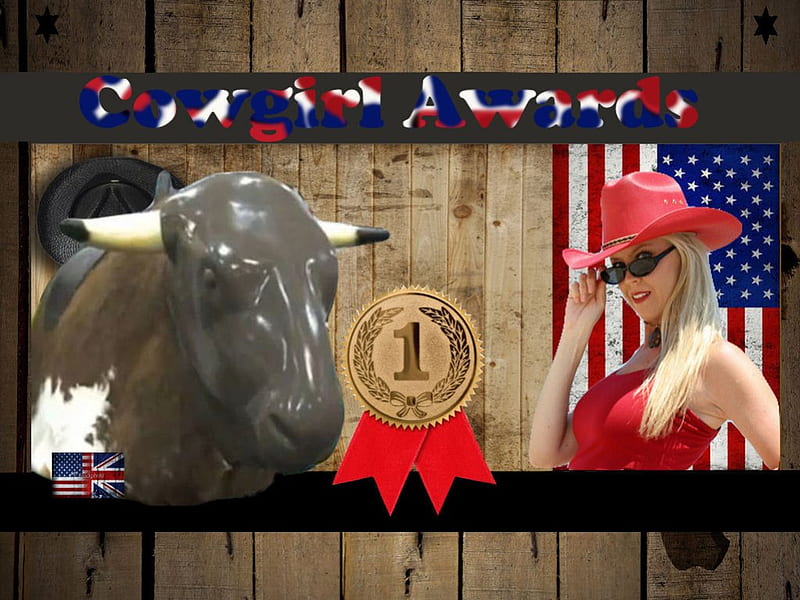 Cowgirl Awards, bulls, female, westerns, prizes, fun, women, flags, Americana, cowgirls, fashion, style, HD wallpaper