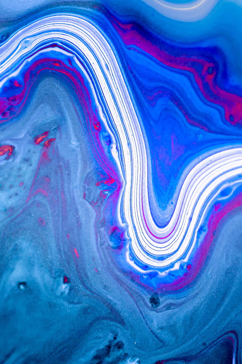 paint, liquid, fluid art, stains, blue, lines, HD phone wallpaper