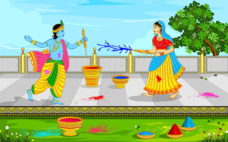 Holi Krishna, festival, happy holi, lord krishna, HD wallpaper | Peakpx