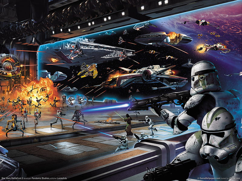 Battle in The Hanger, clone wars, republic, clone troopers, star wars, HD wallpaper