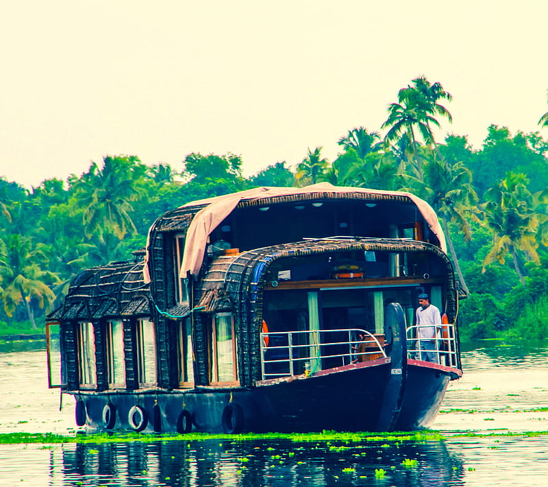 House Boat, alleppy, houseboat, india, kerala, HD wallpaper