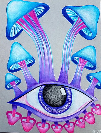 Set of colorful psychedelic mushrooms, hand... - Stock Illustration  [102201012] - PIXTA