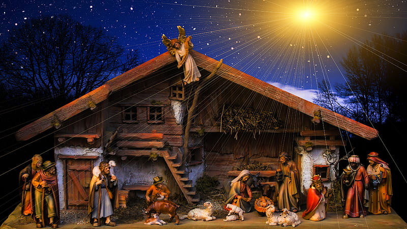 Birth Of Jesus Christ And Shimmering Bright Star Jesus, HD wallpaper