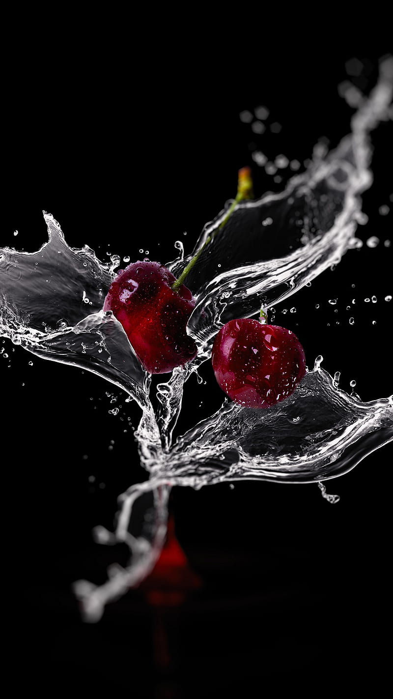 Cherry Water Spray , food, red, fruit, cherry water spray, HD phone wallpaper