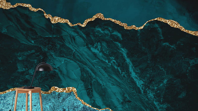 Teal Gold Marble Marble, HD wallpaper