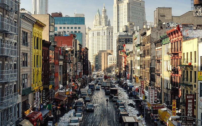 New York - Chinatown, Towns and Cities, Cities, USA, New York, Chinatown New York, Manhattan, HD wallpaper