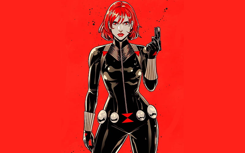 Black Widow Red Hair Digital Art, HD wallpaper