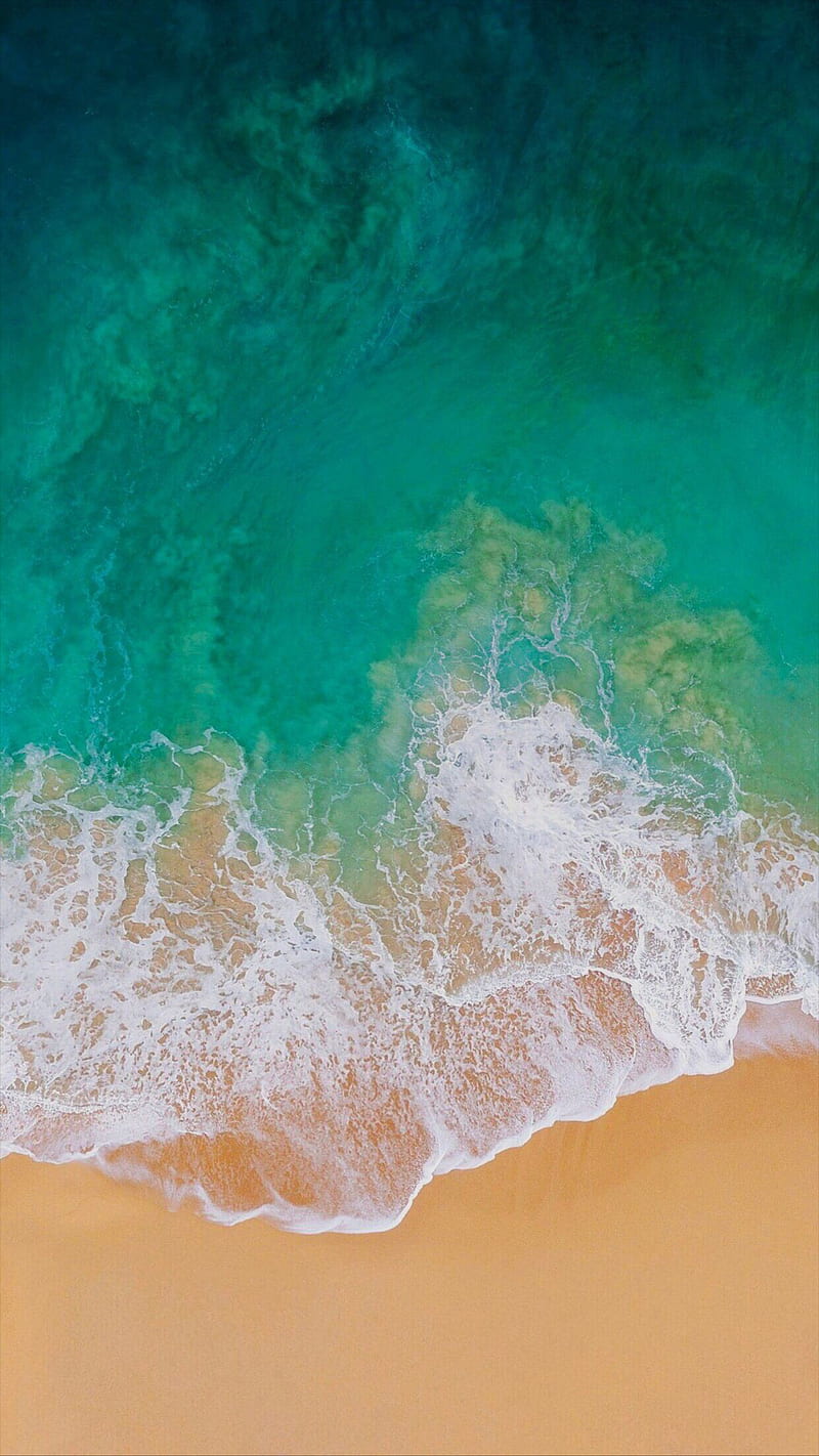 iOS 11 wall, apple, beach, HD phone wallpaper