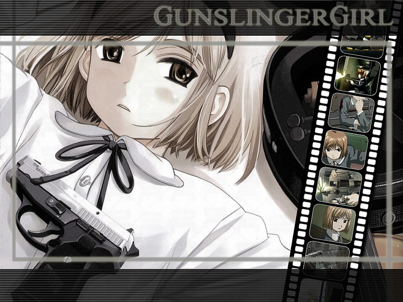 Gunslinger Girl, teatrino, violence, girl, anime, weapon, HD wallpaper