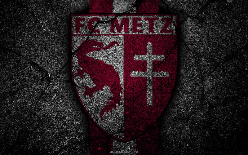 Metz, logo, art, Liga 1, soccer, football club, Ligue 1, grunge, Metz FC, HD wallpaper