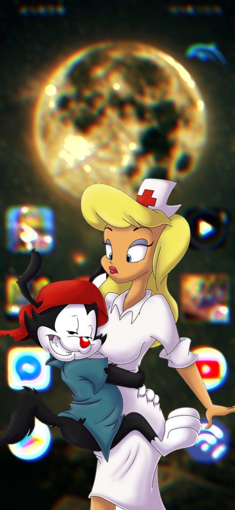 Hola enfermera, animado, animanias, anime, caricatura, cartoon, stars, fondos, jocker, moon, HD phone wallpaper