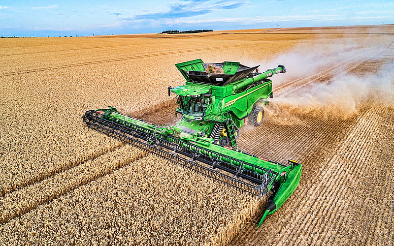 John Deere X9 Series combine harvester, 2021 combines, wheat harvest, harvesting concepts, R, agriculture concepts, John Deere, HD wallpaper