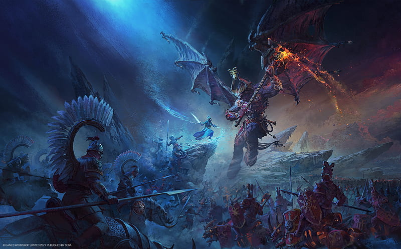 total war: warhammer iii, sega, strategy games, concept art, demon, battle, Games, HD wallpaper