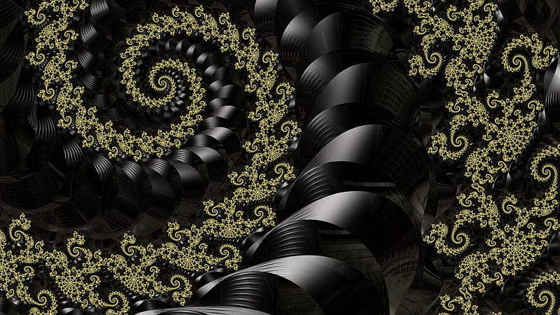 Black Fractal Twisting Spiral Trippy, HD wallpaper