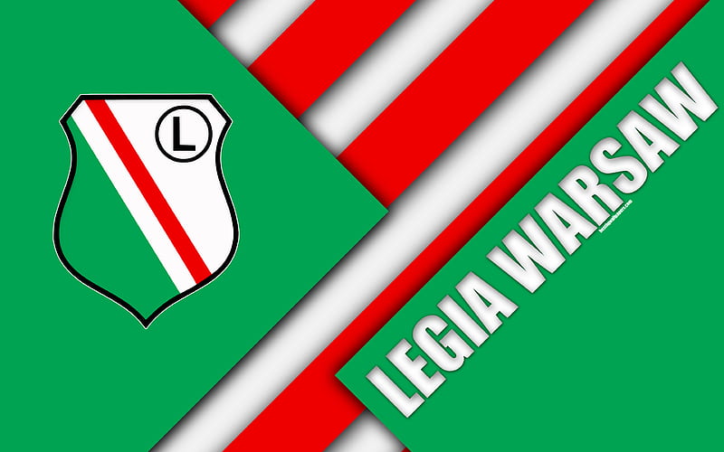 Legia Warsaw FC logo, material design, Polish football club, green red white abstraction, Warsaw, Poland, Ekstraklasa, football, HD wallpaper