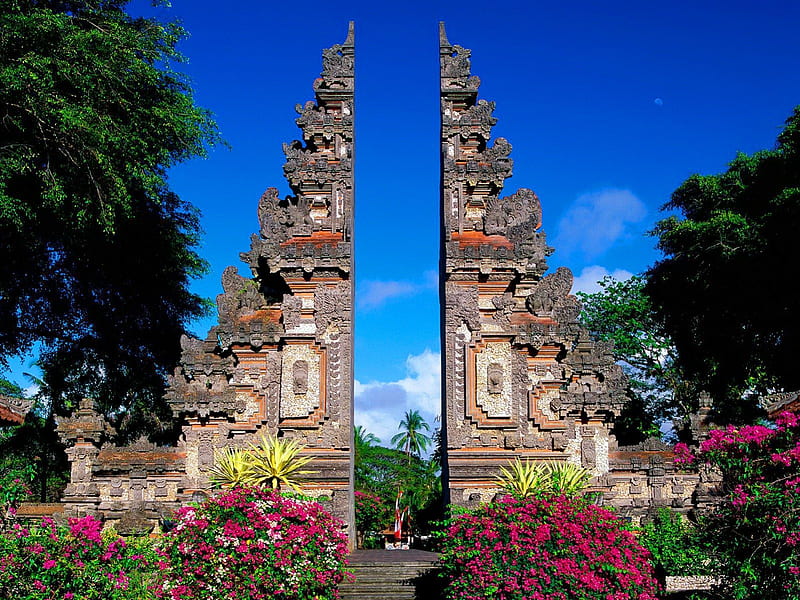 Bali, Indonesia, vacation, exotic, lovely, travel, bonito, sky, tree, nice, monument, Indonesia, landmark, summer, flowers, Bali, HD wallpaper