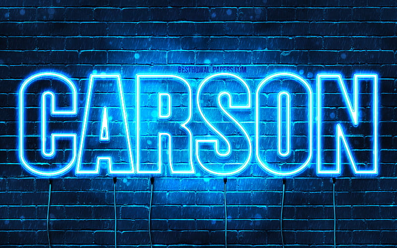 Carson with names, horizontal text, Carson name, blue neon lights, with Carson name, HD wallpaper