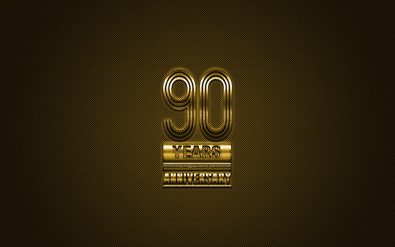 90 Anniversary, golden stylish symbol, golden 90th Anniversary sign, golden background, 90th Anniversary, creative art, Anniversary Symbols, HD wallpaper