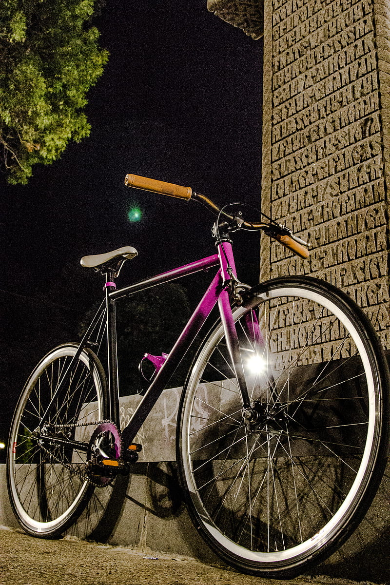 Bike, bicycle, black, fixie, iphone, pink, road, samsung, vintage, HD phone wallpaper