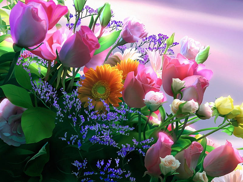Fantasía de flores, colores de flores, verde, Fondo de pantalla HD | Peakpx