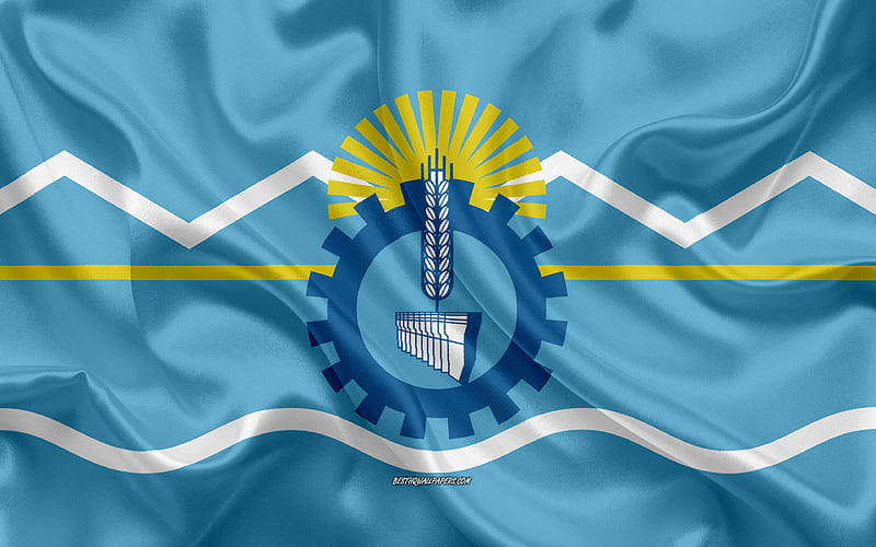 Flag of Chubut silk flag, province of Argentina, silk texture, Chubut flag, creative art, Chubut, Argentina, HD wallpaper