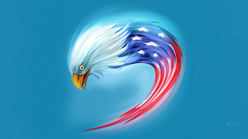 Spirit Eagle, USA, Memorial Day, patriotic, eagle, abstract, flag, stars and stripes, Independence Day, 4th of July, Firefox Persona theme, HD wallpaper