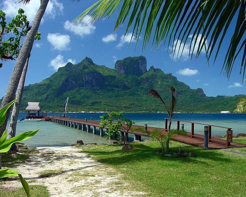 View to Tahiti South Polynesia, polynesia, resort, reef, retreat, Tahiti, sea, atoll, beach, mountain, lagoon, bora bora, australasia, luxury, exotic, islands, view, holiday, ocean, lush, pacific, french polyneisa, coral, escape, south, vista, perfection, paradise, island, tropical, HD wallpaper