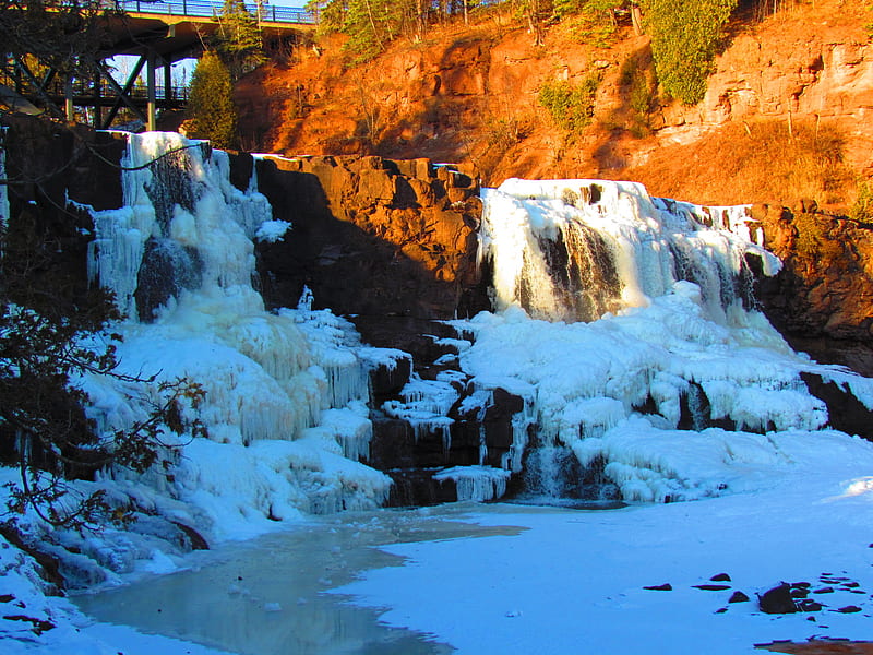 Gooseberry Falls, state park, park, waterfalls, water, ice, minnesota, gooseberry, frozen, falls, HD wallpaper