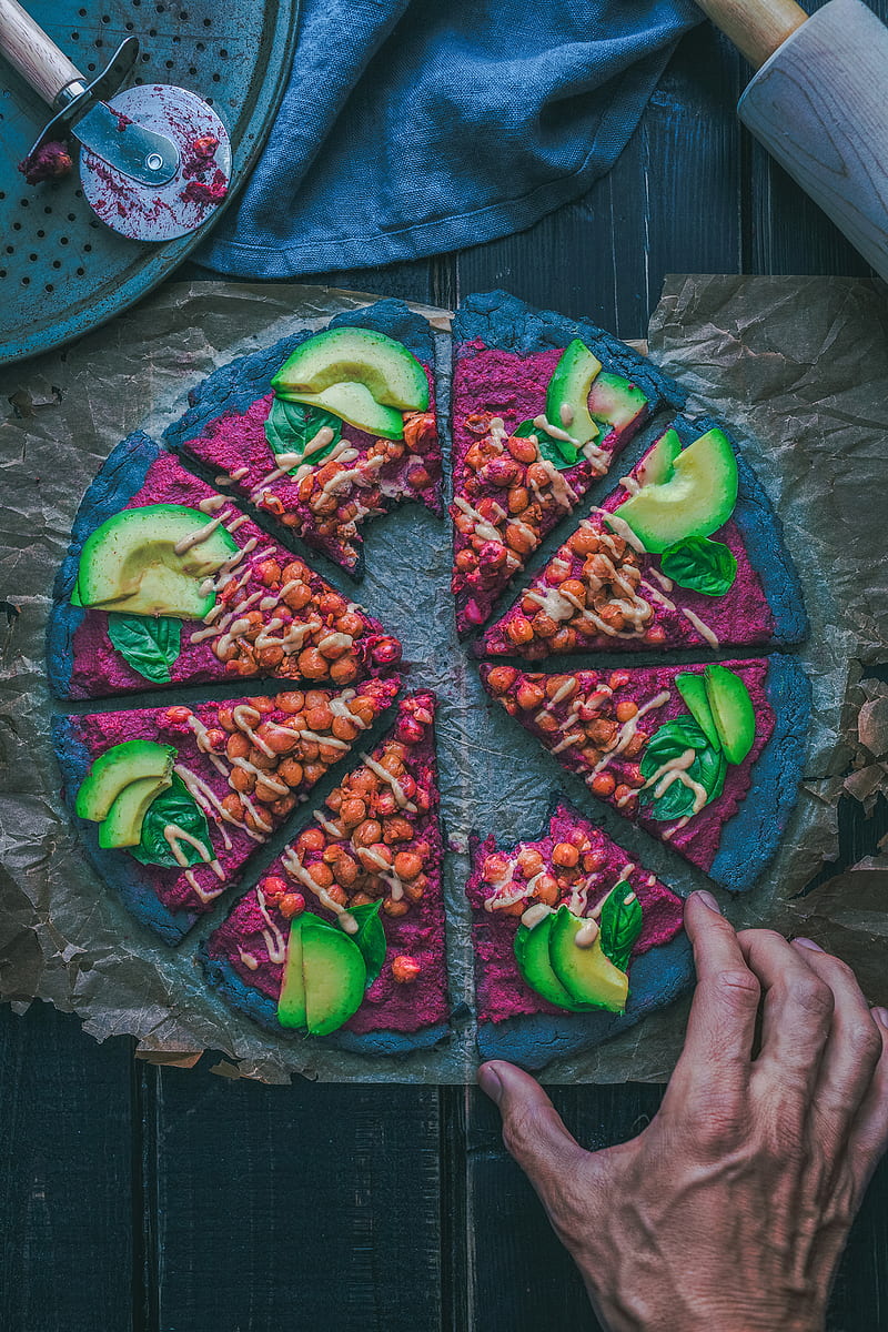 purple, green, and blue vegitable pizza, HD phone wallpaper