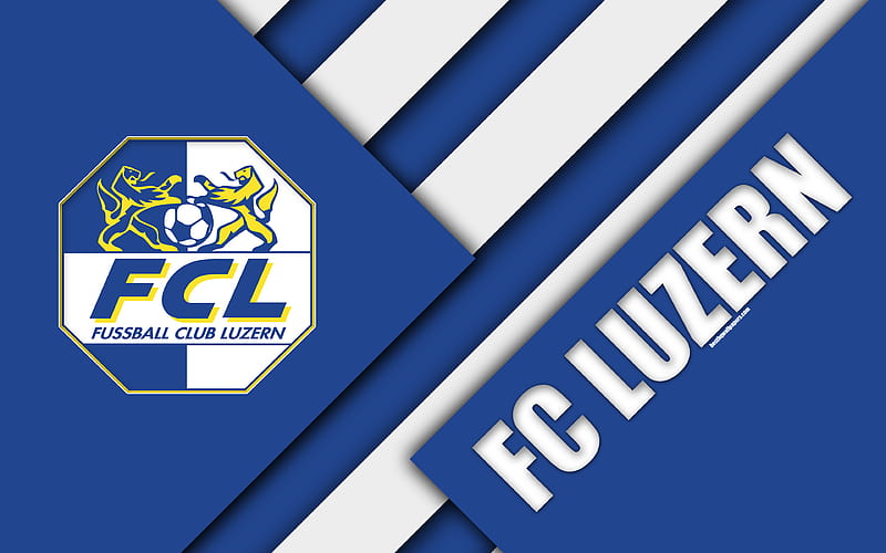 FC Luzern Swiss football club, blue white abstraction, material design, logo, Swiss Super League, Lucerne, Switzerland, football, HD wallpaper