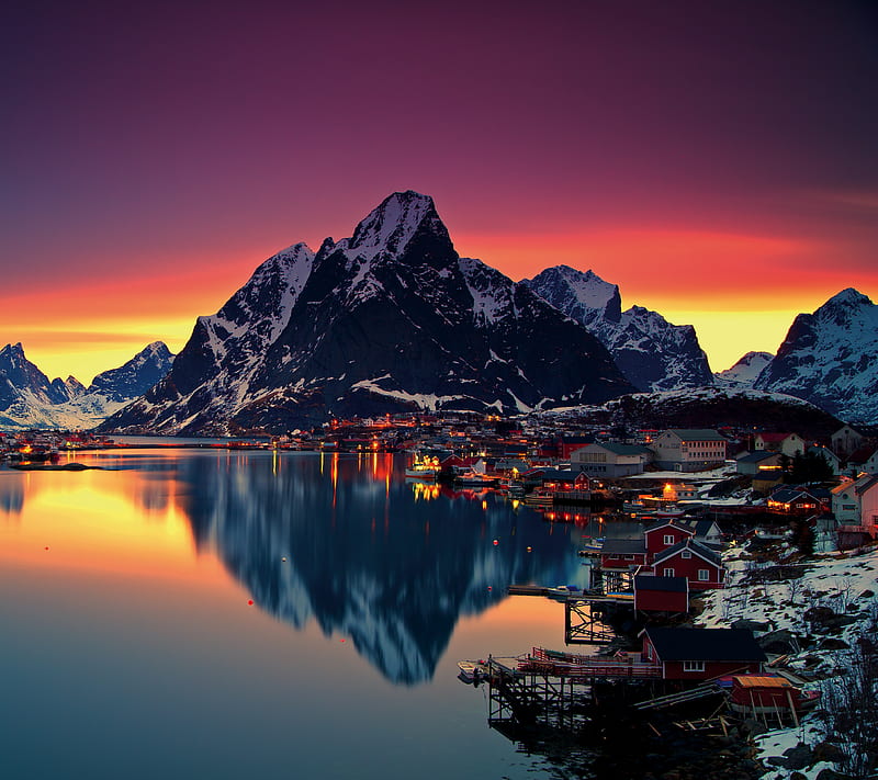 Norway, mountains, sea, HD wallpaper