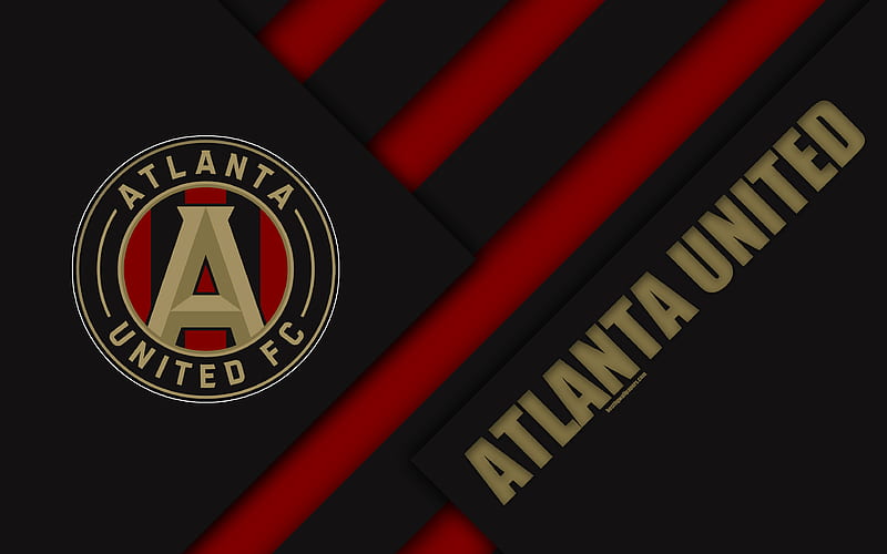 Atlanta United FC, material design logo, red black abstraction, MLS, football, Atlanta, Georgia, USA, Major League Soccer, HD wallpaper