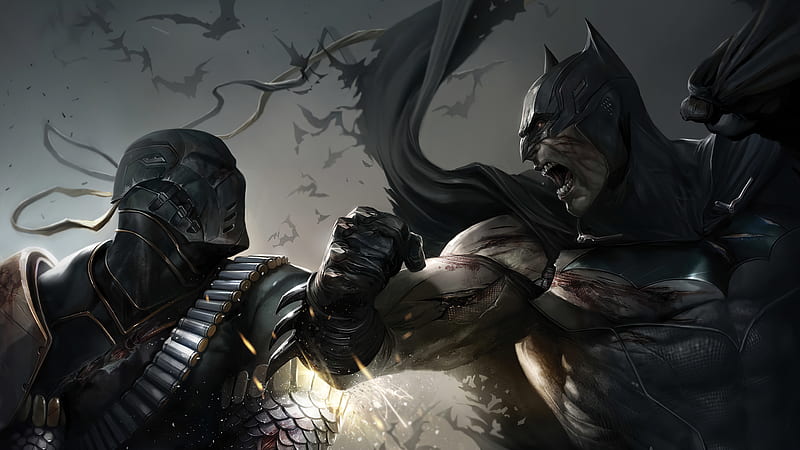 Batman And Deathstroke 2020, batman, deathstroke, superheroes, artwork, artstation, HD wallpaper