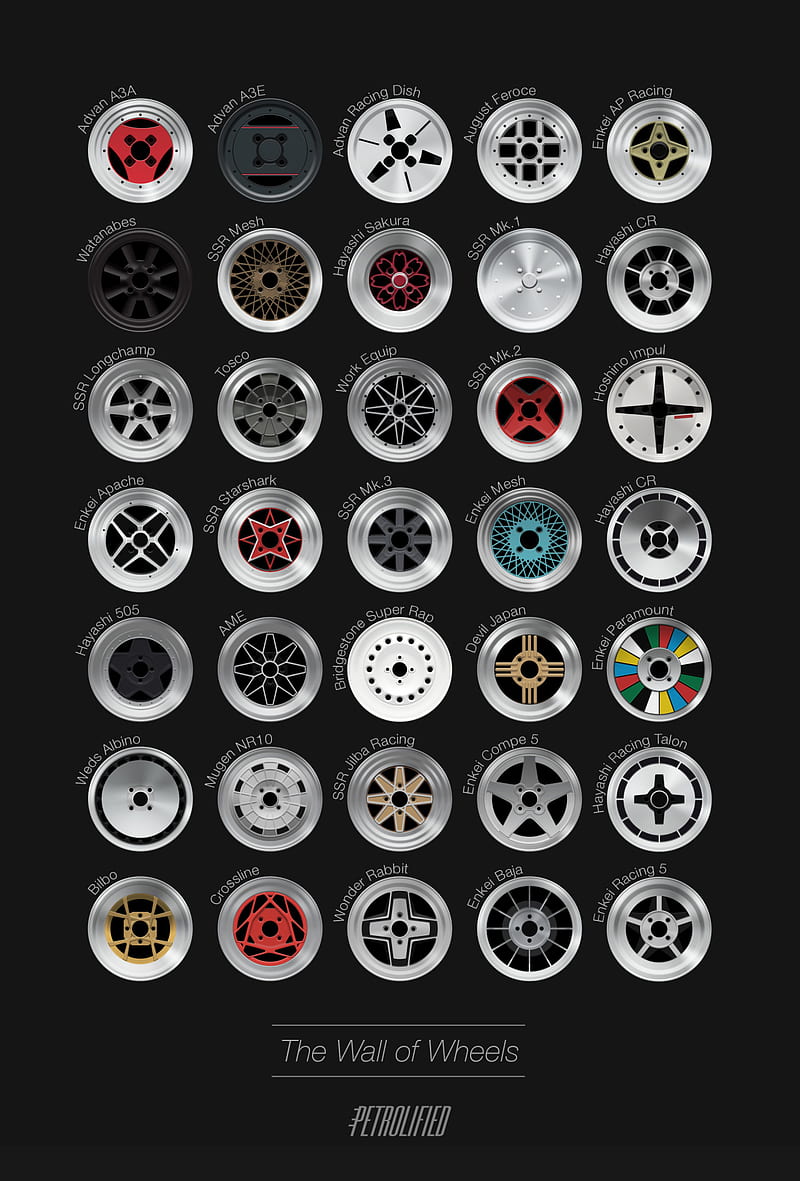 Wall of Wheels, import, rims, te37, tuner, volk, volk racing, work, HD phone wallpaper