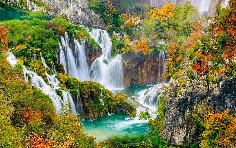 Earth, Plitvice lake, Croatia, Nature, Plitvice Lakes National Park, Waterfall, HD wallpaper