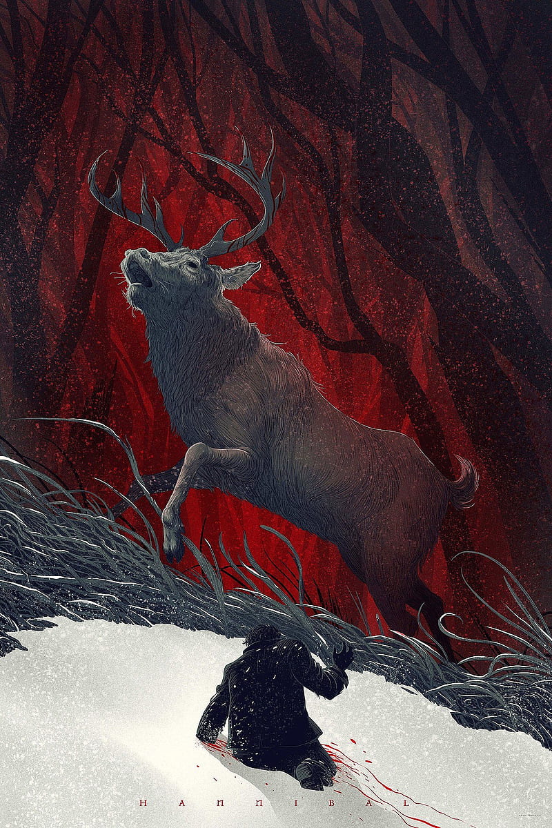 Hannibal, atqnn, deer man, mountain, mountains, nature, snow, wild, HD phone wallpaper