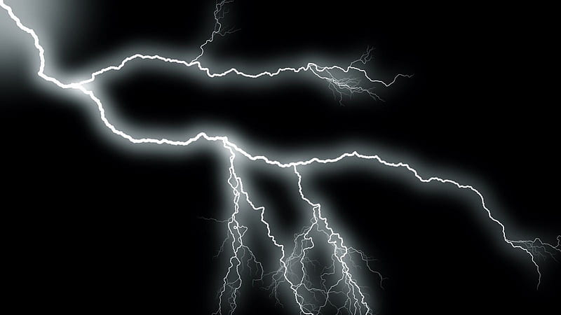 Black lightning thunder, black and white, black, sky, forces of nature, storm, lightning nature, HD wallpaper
