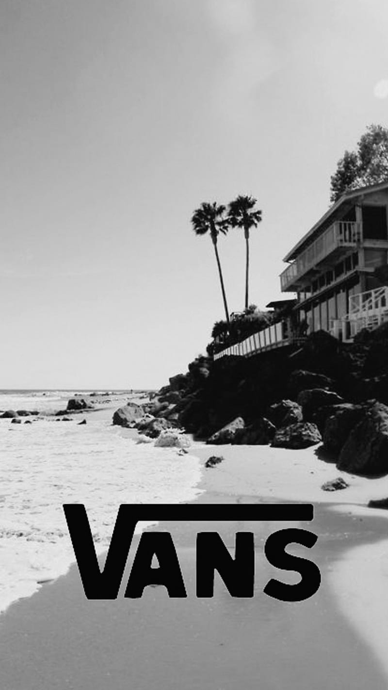 Vans Beach, black, brands, nature, palm trees, shoes, vanz, white, HD phone wallpaper